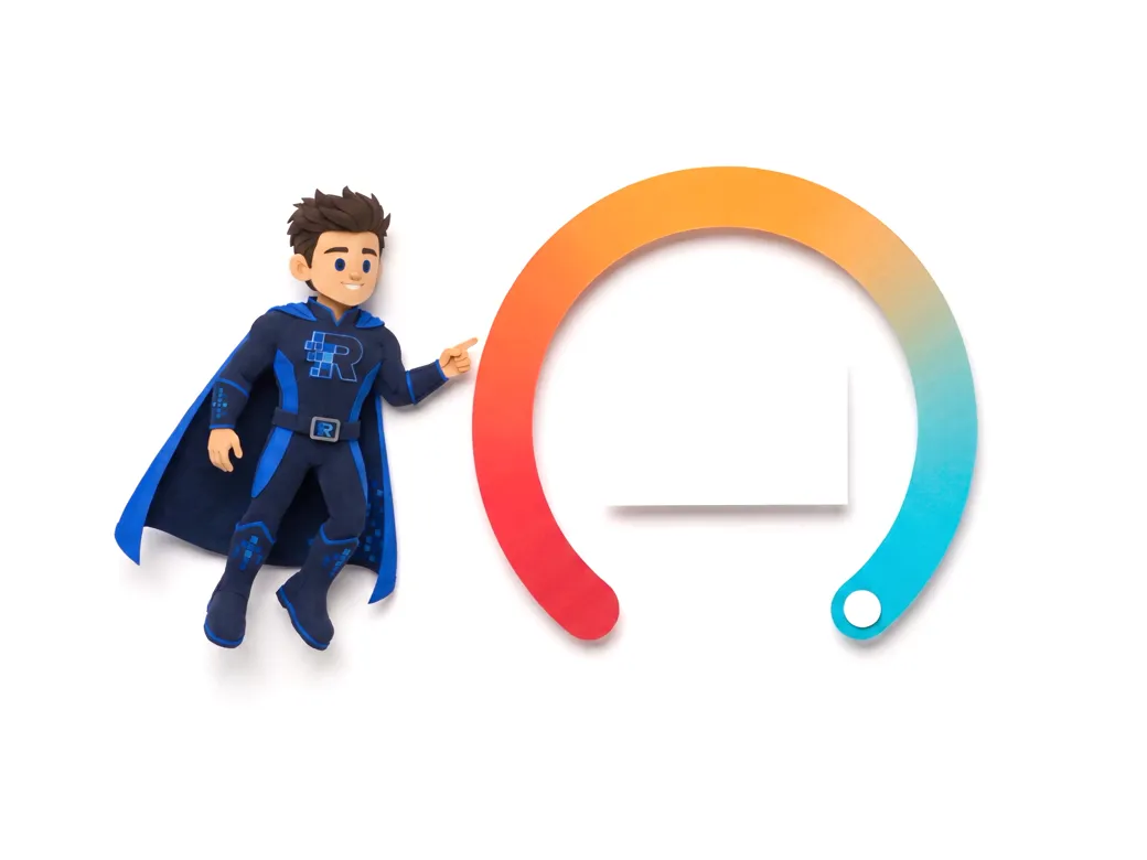 Riskerman pointing at a paper confidence arc
